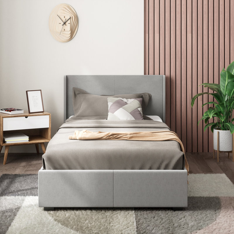 Hashtag Home Estella Upholstered Ottoman Bed Frame with Headboard